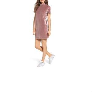 Madewell Mockneck Velvet Dress, XXS, Blush color